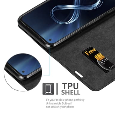Asus ZenFone 8 Suojakuori Lompakkokotelo (Musta)