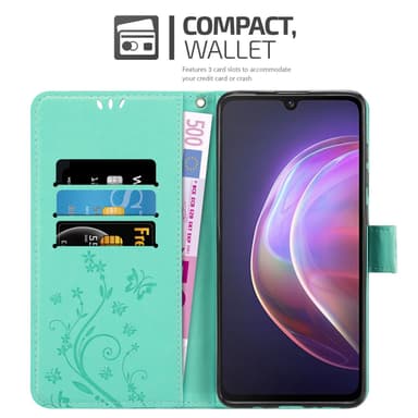 Vivo V21 4G / 5G Suojakuori Lompakkokotelo (Turkoosi)