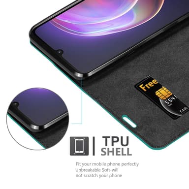 Vivo V21 4G / 5G Suojakuori Lompakkokotelo (Turkoosi)