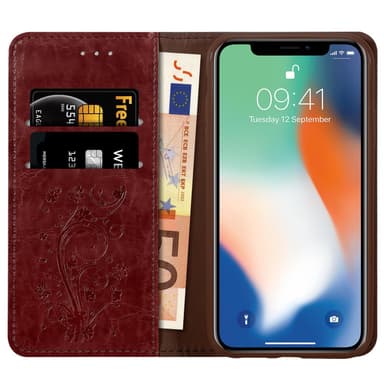 iPhone XS MAX Suojakuori Lompakkokotelo (Punainen)