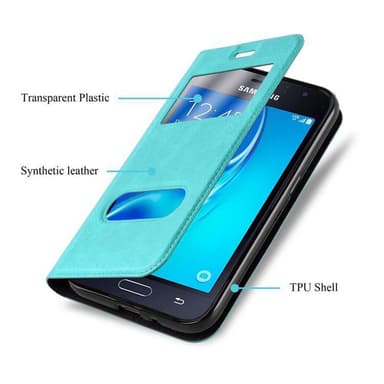 Lompakkokotelo Samsung Galaxy J1 2016 Case (Turkoosi)