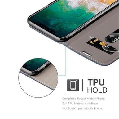 iPhone X / XS Suojakuori Lompakkokotelo (Sininen)