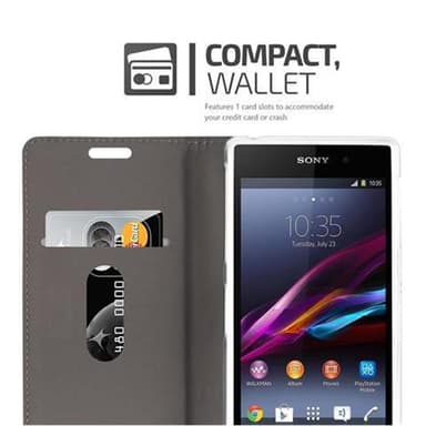 Sony Xperia Z1 Suojakuori Lompakkokotelo (harmaa)