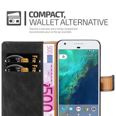 Google PIXEL Suojakuori Lompakkokotelo (Musta)
