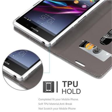 Sony Xperia Z1 Suojakuori Lompakkokotelo (harmaa)
