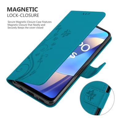 Oppo A16s / A54s Suojakuori Lompakkokotelo (Sininen)