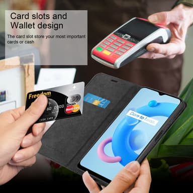 Realme C11 2021 Suojakuori Lompakkokotelo (Musta)