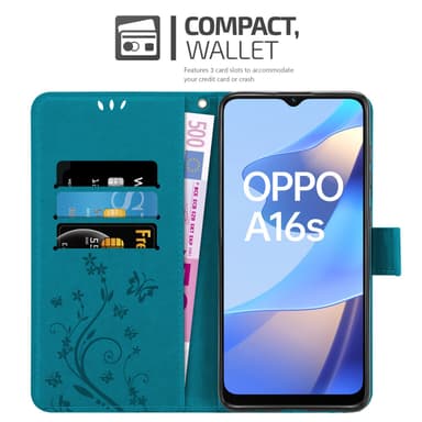 Oppo A16s / A54s Suojakuori Lompakkokotelo (Sininen)