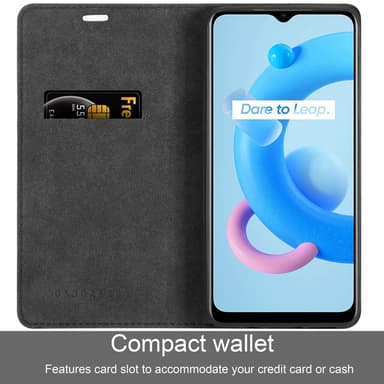 Realme C11 2021 Suojakuori Lompakkokotelo (Musta)