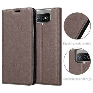 Asus ZenFone 7 Suojakuori Lompakkokotelo (Ruskea)