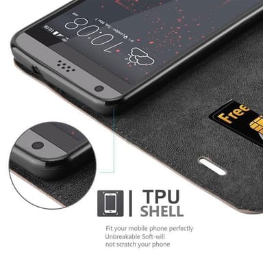 HTC Desire 530 / 630 Suojakuori Lompakkokotelo (Ruskea)