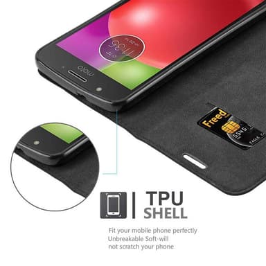 Motorola MOTO E4 Suojakuori Lompakkokotelo (Musta)