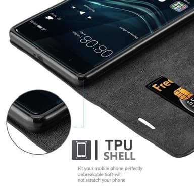 Huawei P9 PLUS Suojakuori Lompakkokotelo (Musta)