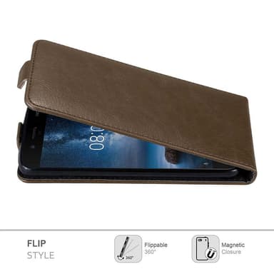 Nokia 8 2017 Suojakuori Lompakkokotelo (Ruskea)