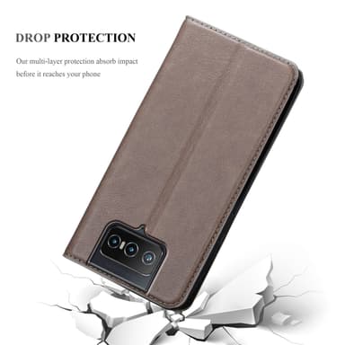 Asus ZenFone 8 FLIP Suojakuori Lompakkokotelo (Ruskea)