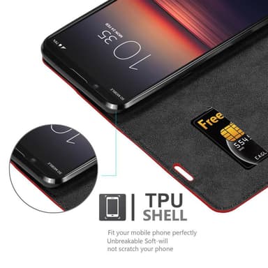 Sony Xperia 1 II Suojakuori Lompakkokotelo (Punainen)