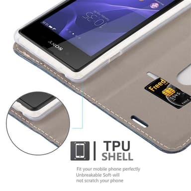 Sony Xperia E3 Suojakuori Lompakkokotelo (Sininen)