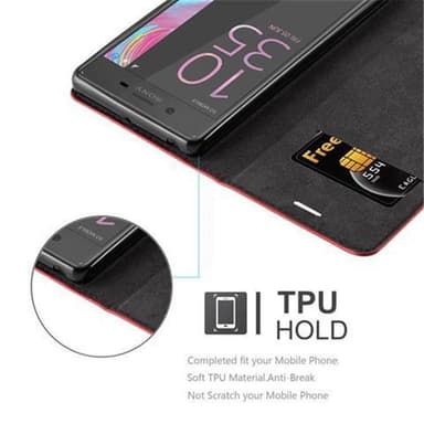 Sony Xperia X Suojakuori Lompakkokotelo (Punainen)