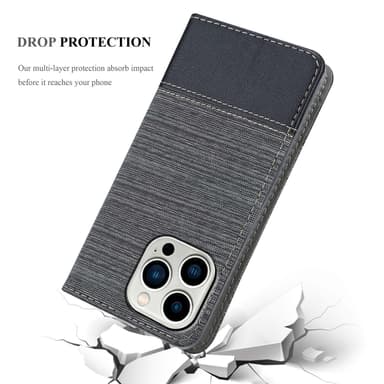 iPhone 14 PRO Suojakuori Lompakkokotelo (harmaa)
