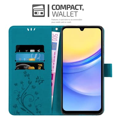 Samsung Galaxy A15 Suojakuori Lompakkokotelo (Sininen)