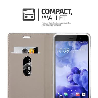 HTC U PLAY Suojakuori Lompakkokotelo (harmaa)