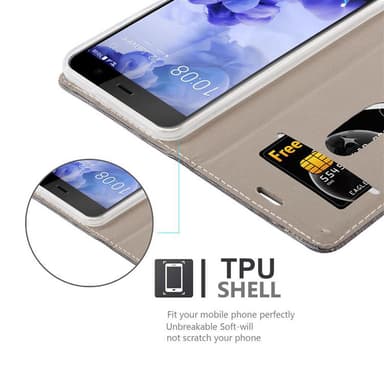 HTC U PLAY Suojakuori Lompakkokotelo (harmaa)