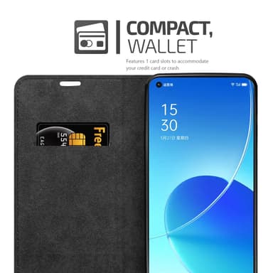 Oppo Reno6 5G Suojakuori Lompakkokotelo (Musta)