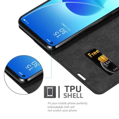 Oppo Reno6 5G Suojakuori Lompakkokotelo (Musta)