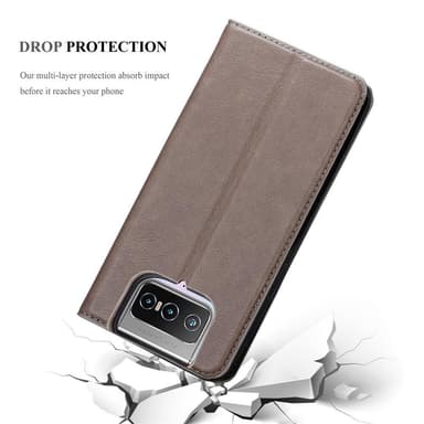 Asus ZenFone 7 PRO Suojakuori Lompakkokotelo (Ruskea)