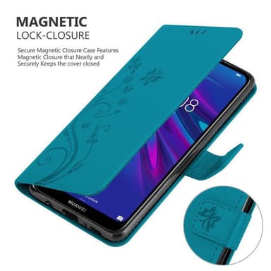 Huawei Y6 2019 Suojakuori Lompakkokotelo (Sininen)