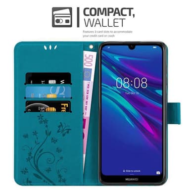 Huawei Y6 2019 Suojakuori Lompakkokotelo (Sininen)