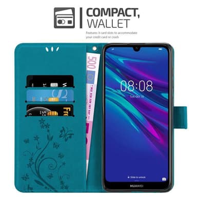 Huawei Y6 2019 Suojakuori Lompakkokotelo (Sininen)