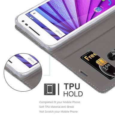 Motorola MOTO G3 Suojakuori Lompakkokotelo (harmaa)