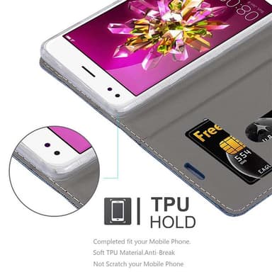 Huawei Enjoy 7 Suojakuori Lompakkokotelo (Sininen)