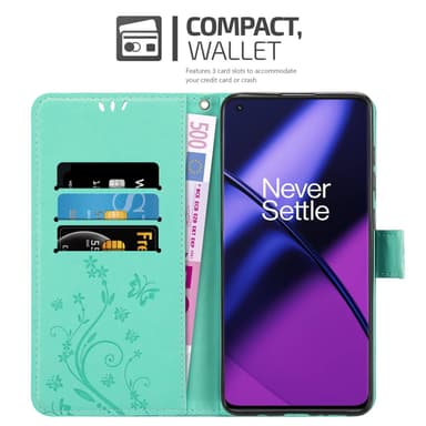 OnePlus 11 5G Suojakuori Lompakkokotelo (Turkoosi)