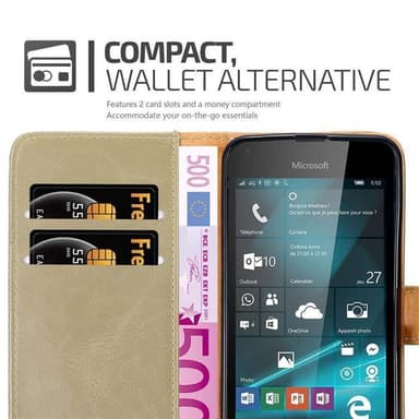 Nokia Lumia 550 Suojakuori Lompakkokotelo (Ruskea)