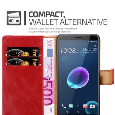 HTC Desire 12 Suojakuori Lompakkokotelo (Punainen)