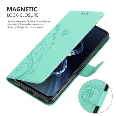 Asus ZenFone 8 Suojakuori Lompakkokotelo (Turkoosi)