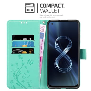 Asus ZenFone 8 Suojakuori Lompakkokotelo (Turkoosi)