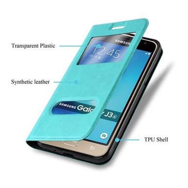 Lompakkokotelo Samsung Galaxy J3 2016 Case (Turkoosi)
