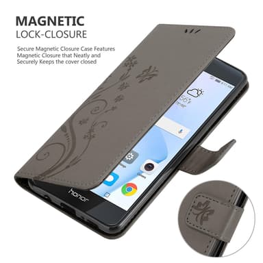 Honor 8 / 8 PREMIUM Suojakuori Lompakkokotelo (harmaa)