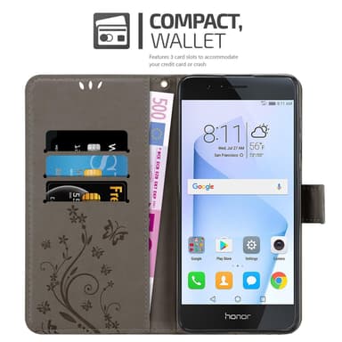Honor 8 / 8 PREMIUM Suojakuori Lompakkokotelo (harmaa)
