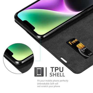 iPhone 14 Suojakuori Lompakkokotelo (Musta)