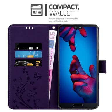 Huawei P20 Suojakuori Lompakkokotelo (Violetti)