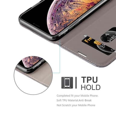 iPhone XS MAX Suojakuori Lompakkokotelo (harmaa)
