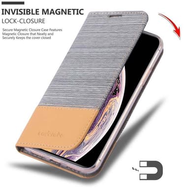 iPhone XS MAX Suojakuori Lompakkokotelo (harmaa)
