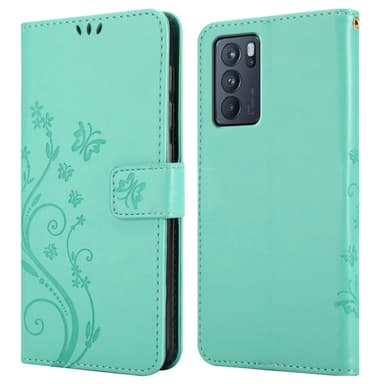Oppo Reno6 PRO 5G Suojakuori Lompakkokotelo (Turkoosi)