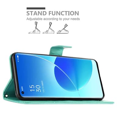 Oppo Reno6 PRO 5G Suojakuori Lompakkokotelo (Turkoosi)
