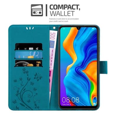 Huawei P30 LITE Suojakuori Lompakkokotelo (Sininen)
