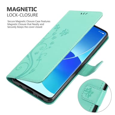 Oppo Reno6 PRO 5G Suojakuori Lompakkokotelo (Turkoosi)